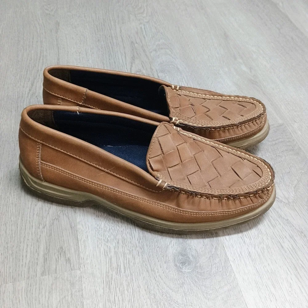Freeman Brown Woven Loafer Leather Port 4994 Rubber Sole Size 10
